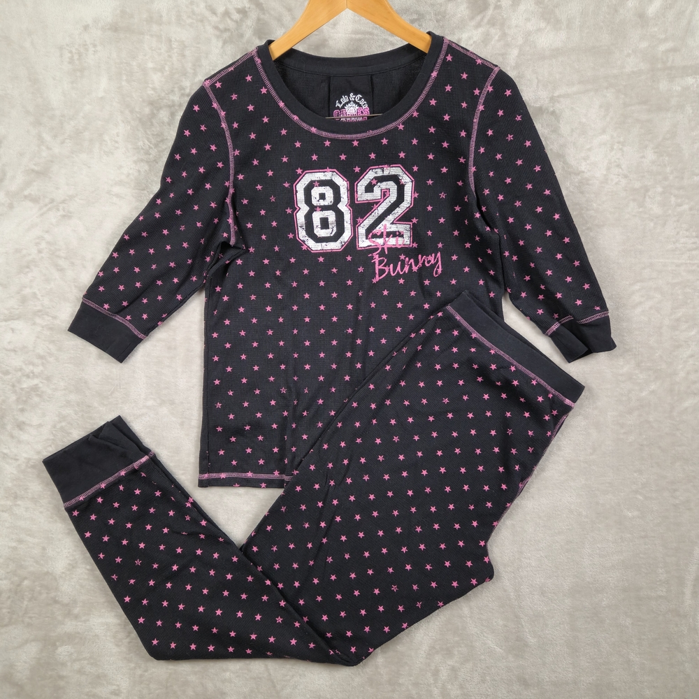 La SENZA Lola And Coco Obsession Womens XL Black Pink Star Pajama Set City Chic